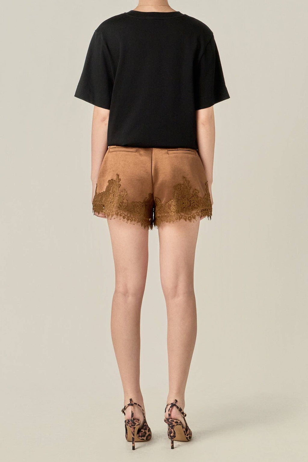 Lace Trimmed Satin Shorts
