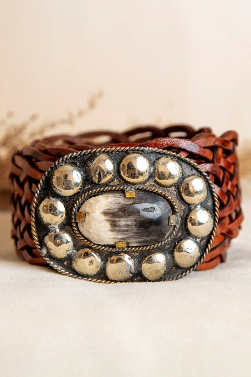 Lula Natura WIDE EXTENDED BROWN LEATHER BELT MARTE v