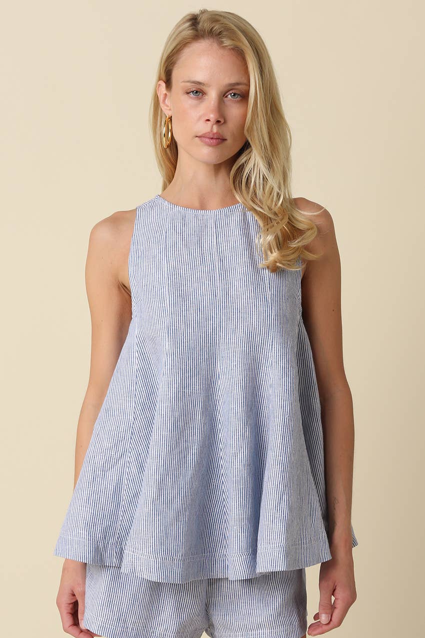 Kenzy Linen Sleeveless Peplum Top