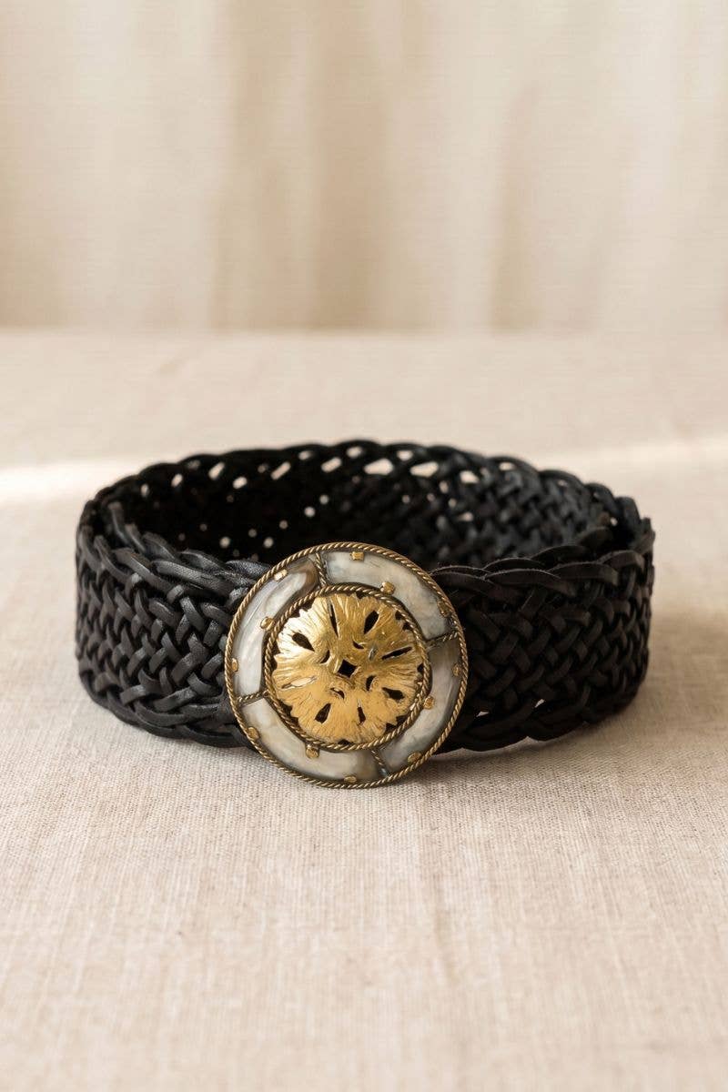 Lulu Natura BLACK LEATHER BELT IMPE WIDE v