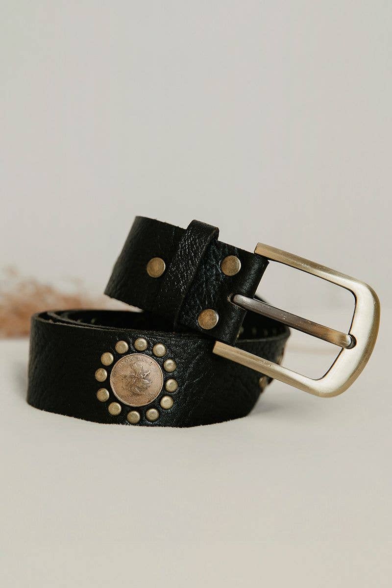 Lula Natura BLACK LEATHER WIDE COIN BELT v