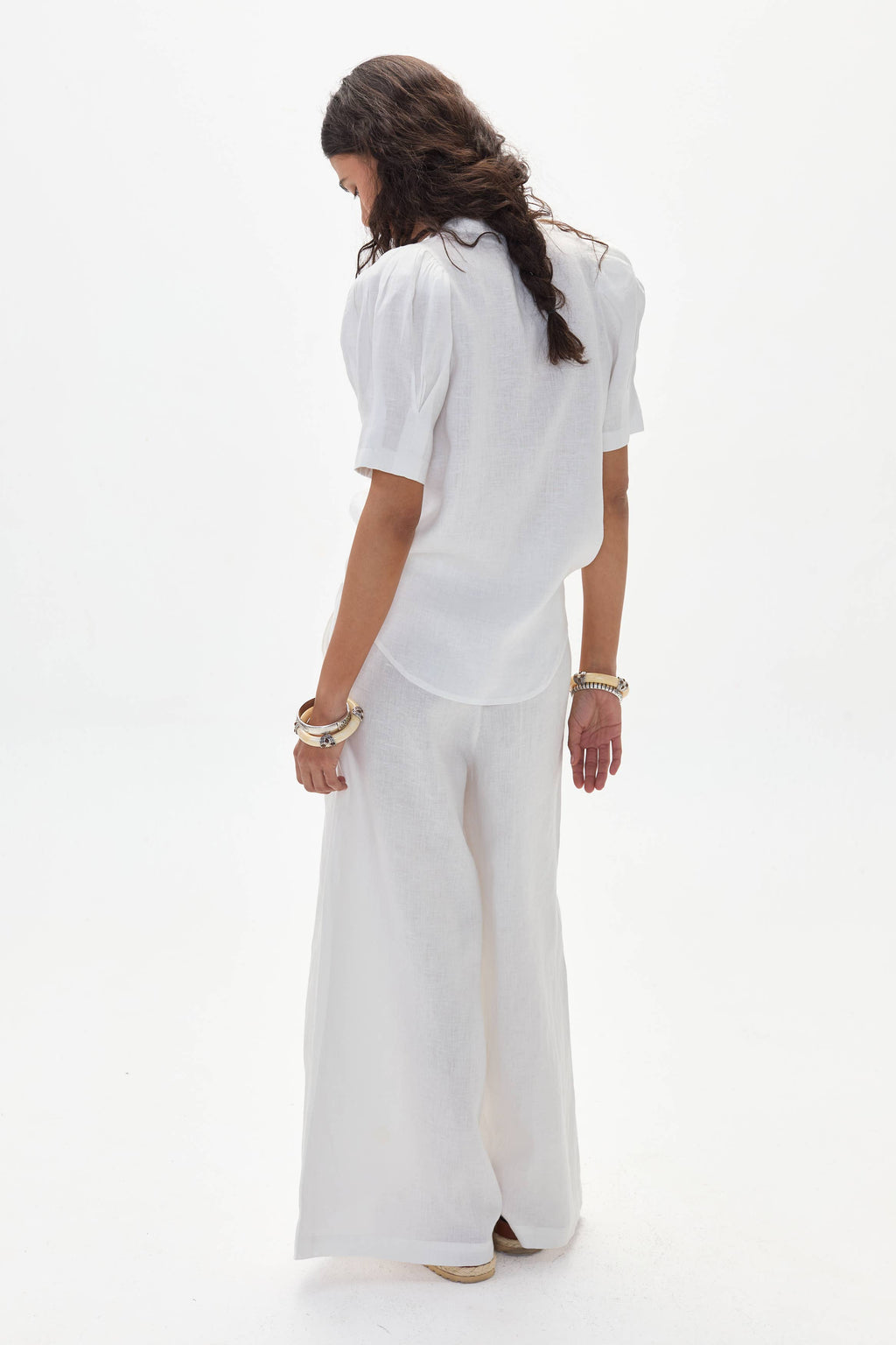LANHTROPY Athina Linen Shirt - White