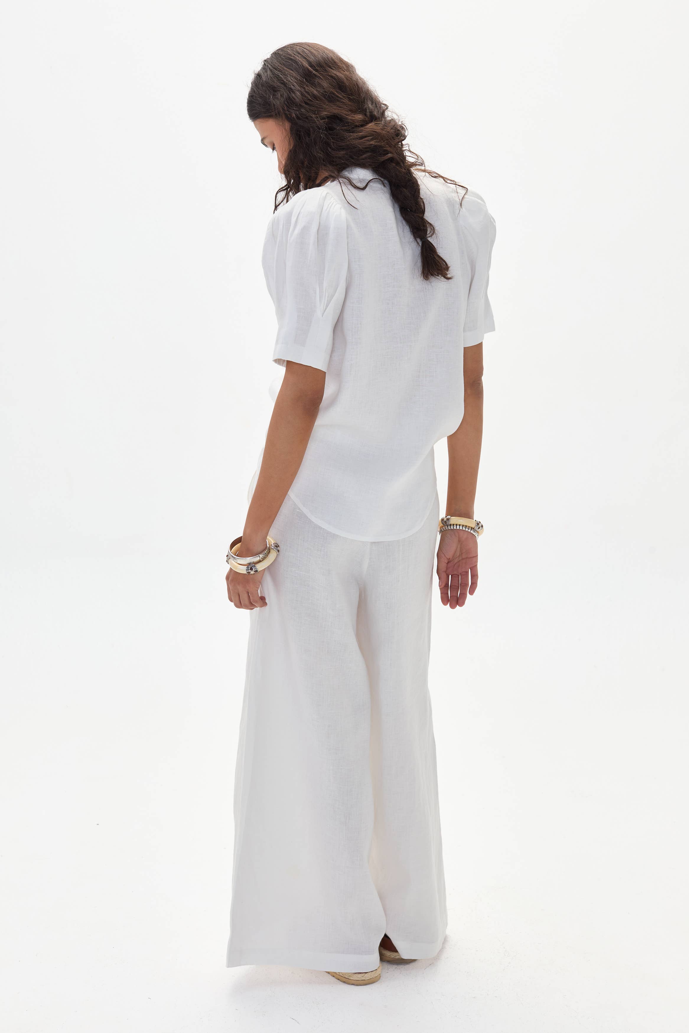 LANHTROPY Athina Linen Shirt - White