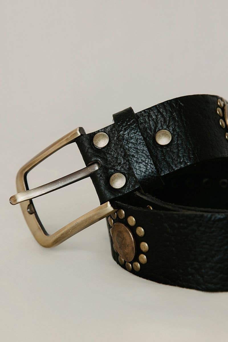 Lula Natura BLACK LEATHER WIDE COIN BELT v