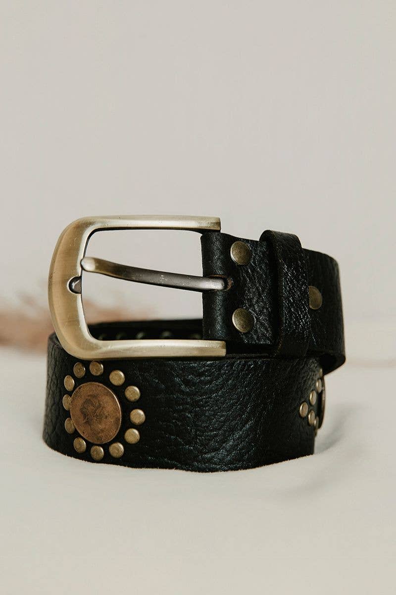 Lula Natura BLACK LEATHER WIDE COIN BELT v