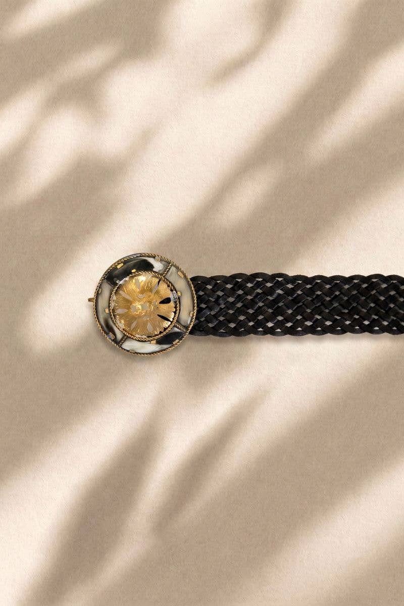 Lulu Natura BLACK LEATHER BELT IMPE WIDE v