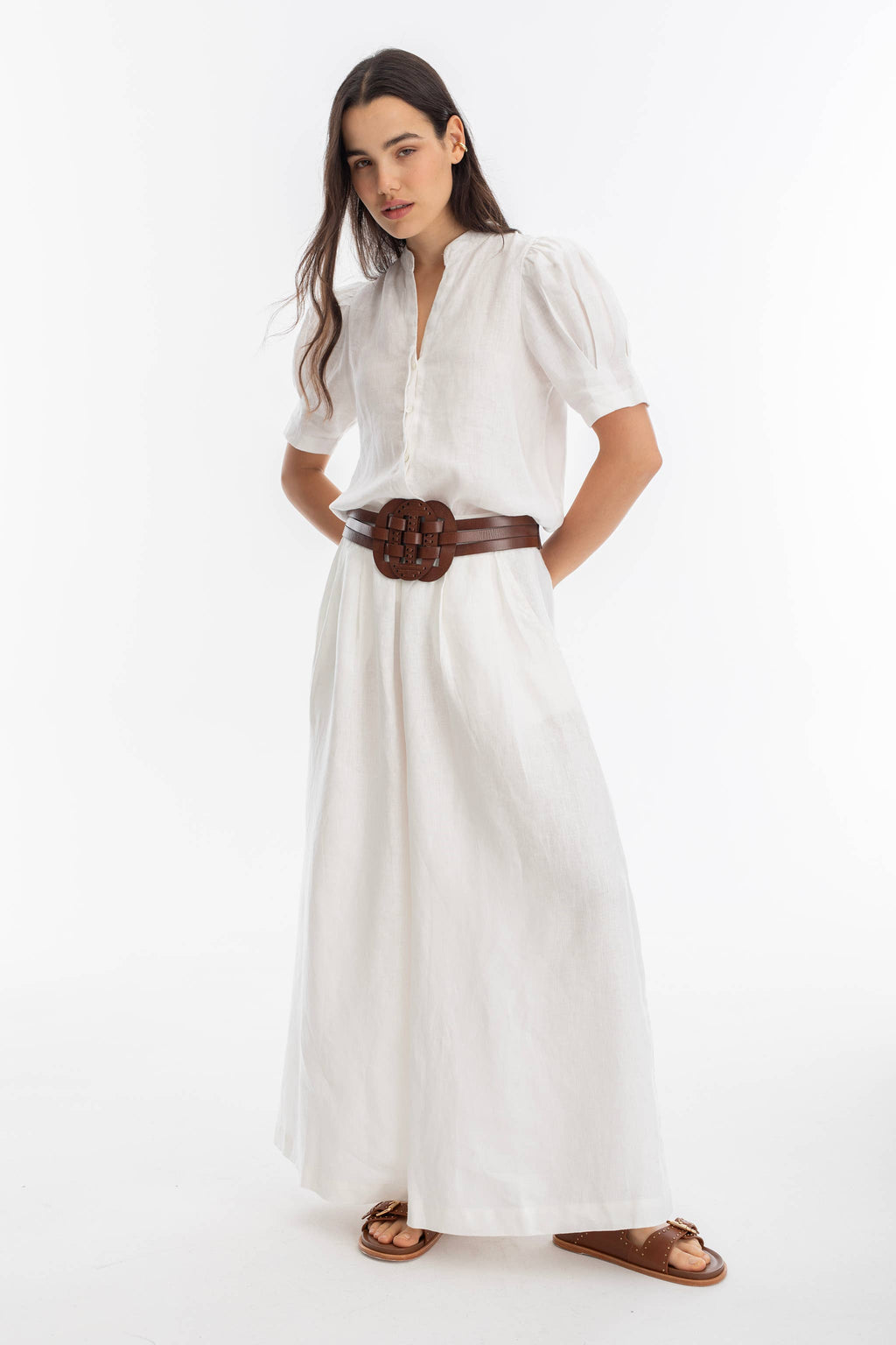 LANHTROPY Athina Linen Shirt - White