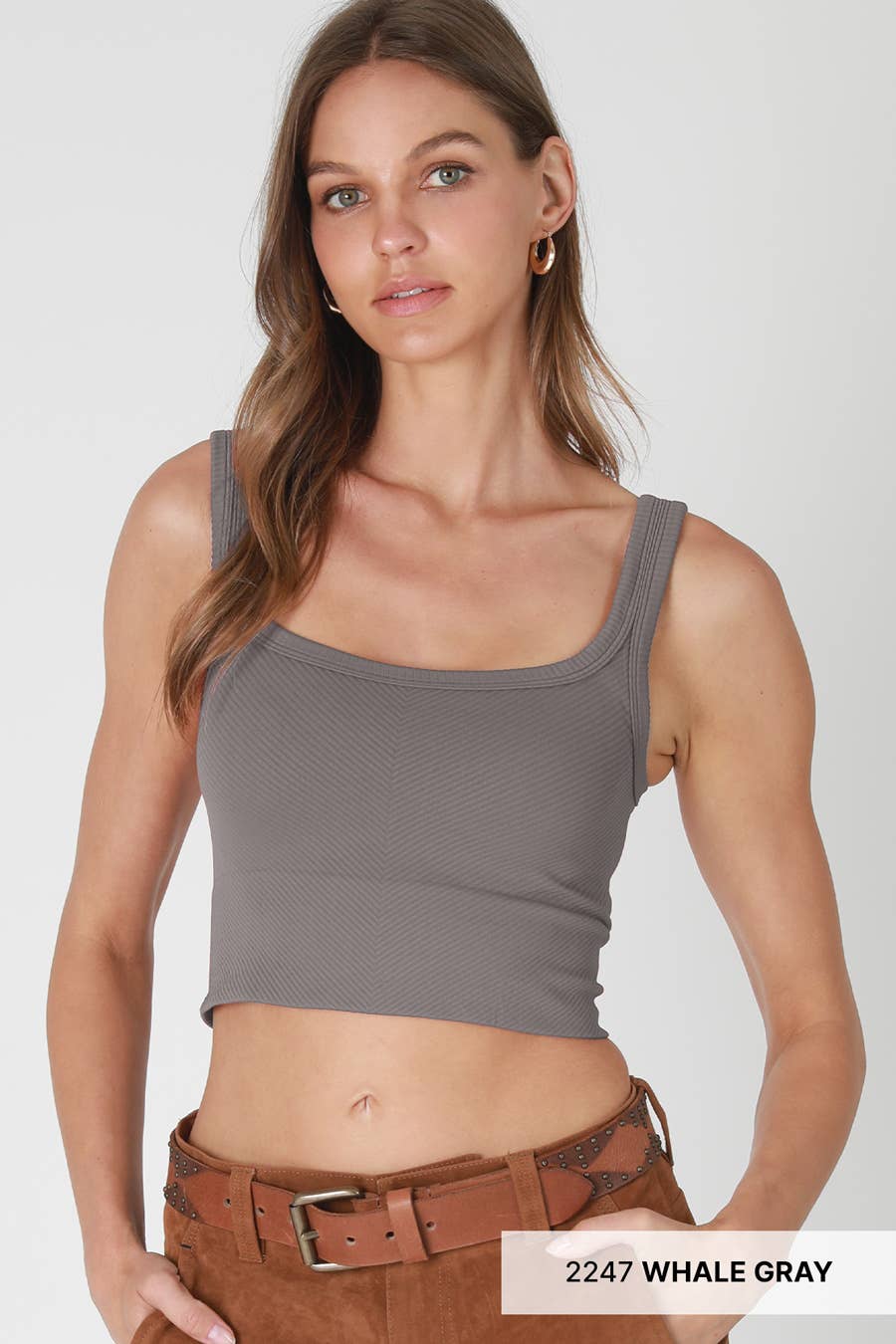 Niki Biki Chevron Ribbed Crop Top