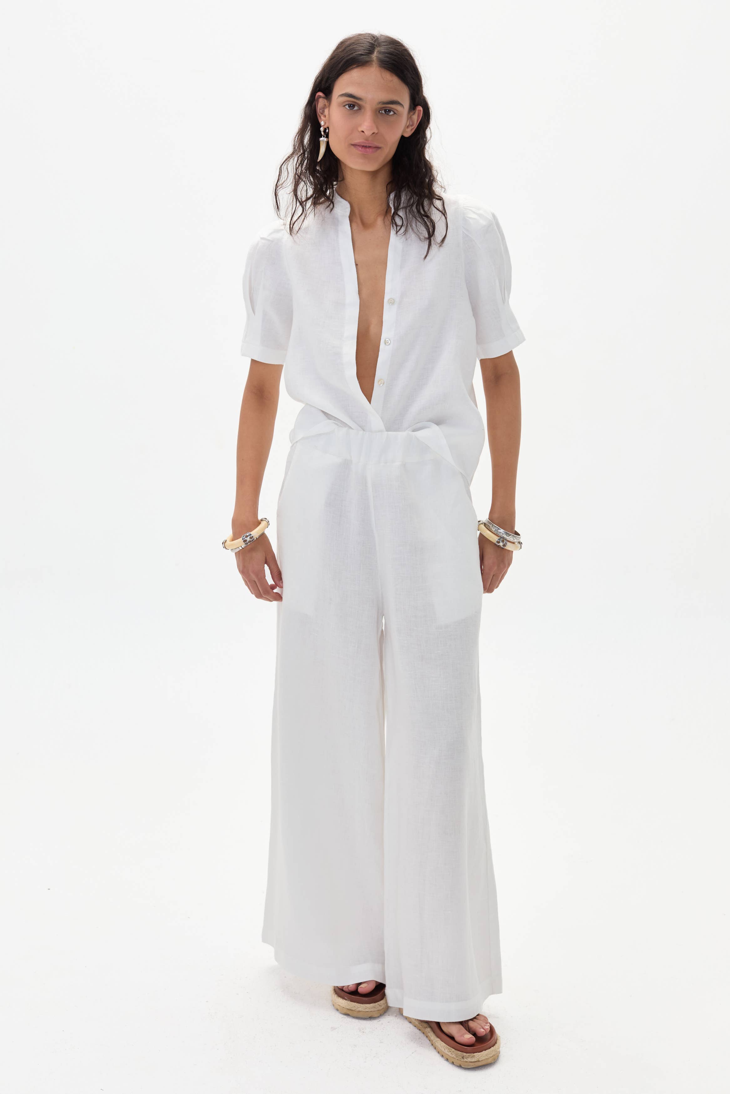 LANHTROPY Athina Linen Shirt - White