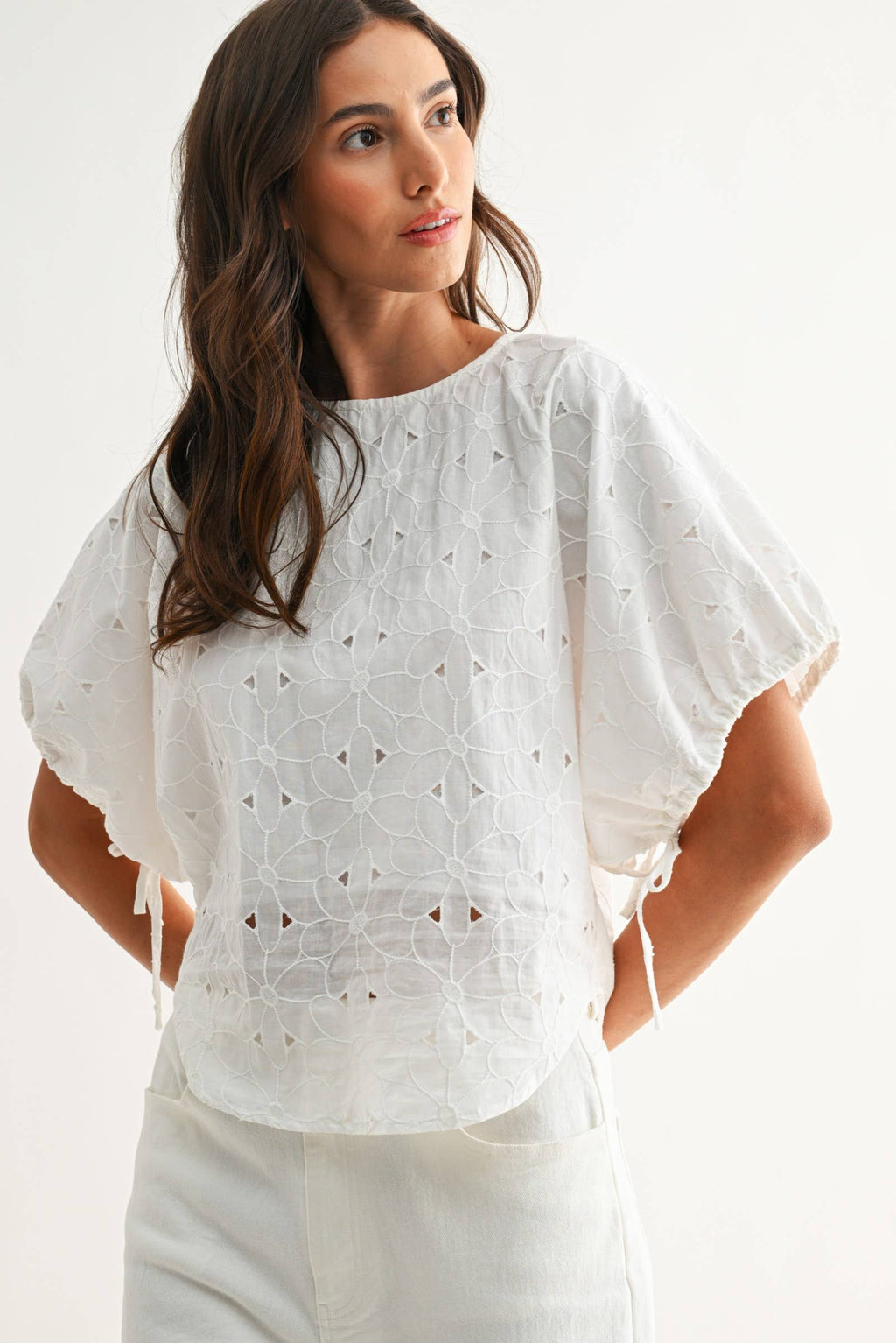 CAMELIIA Embroidered White Cotton Blouse