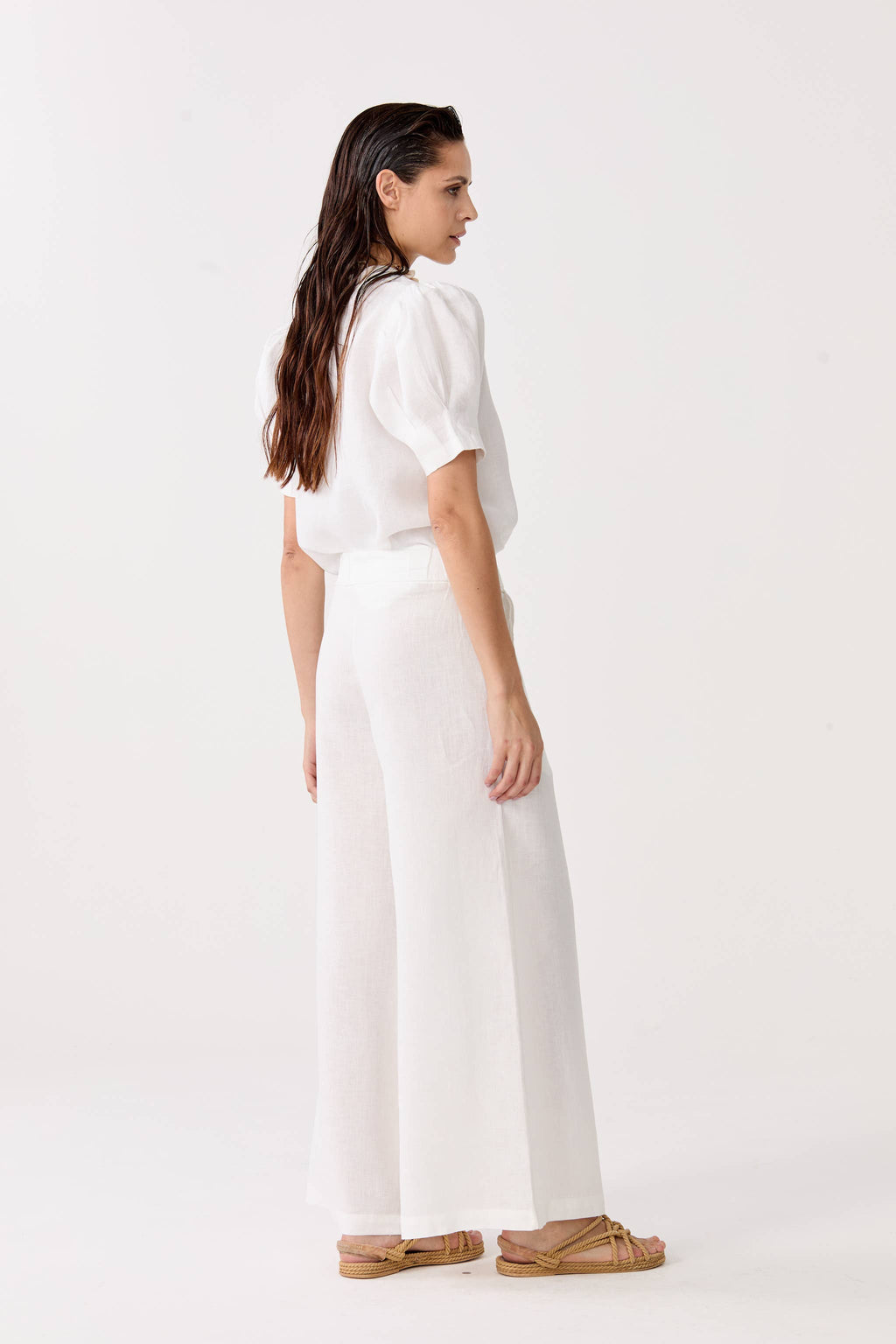 LANHTROPY Athina Linen Shirt - White