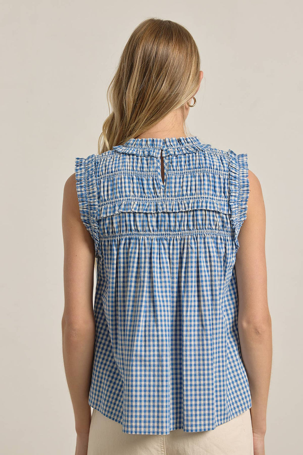 RAISONNEL GINGHAM RUFFLE BLOUSE