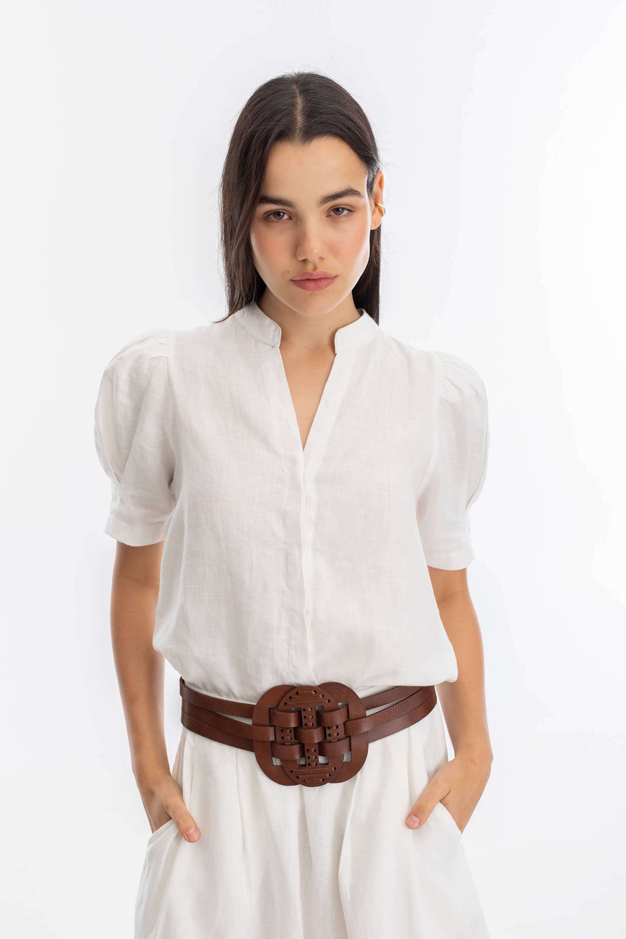 LANHTROPY Athina Linen Shirt - White