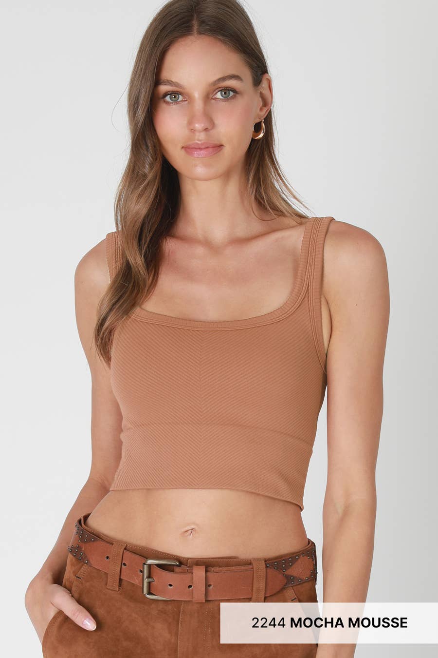 Niki Biki Chevron Ribbed Crop Top