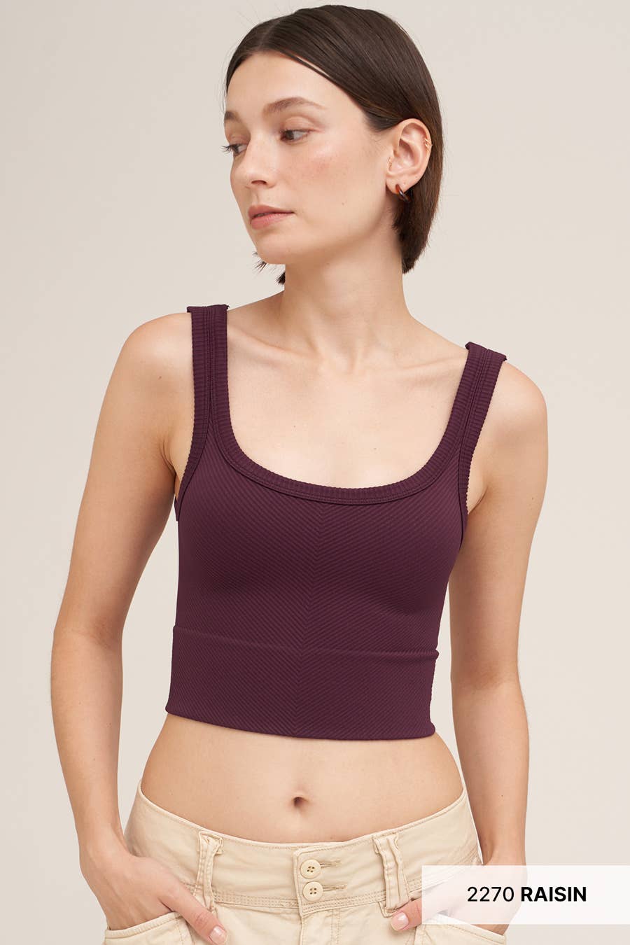 Niki Biki Chevron Ribbed Crop Top