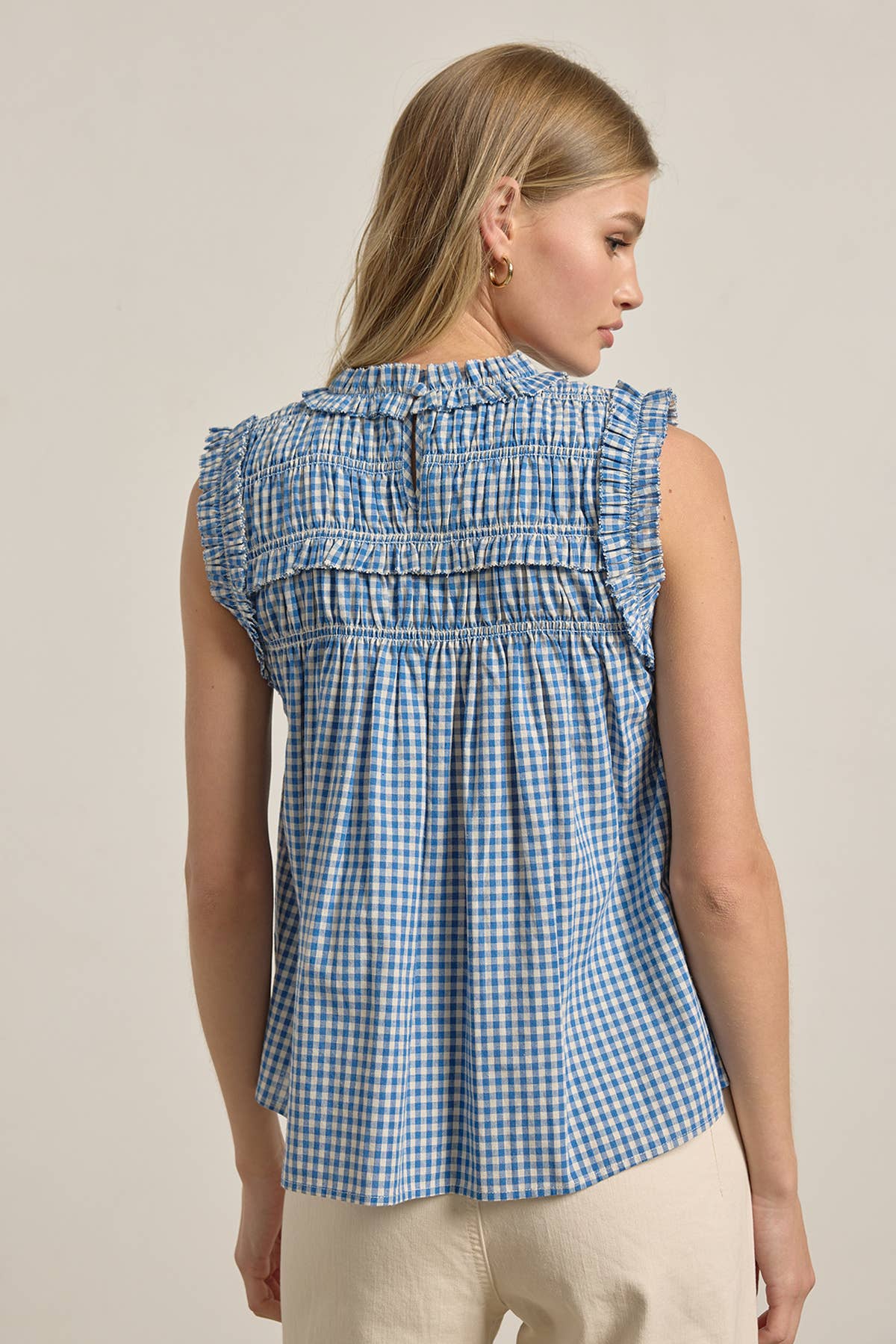 RAISONNEL GINGHAM RUFFLE BLOUSE