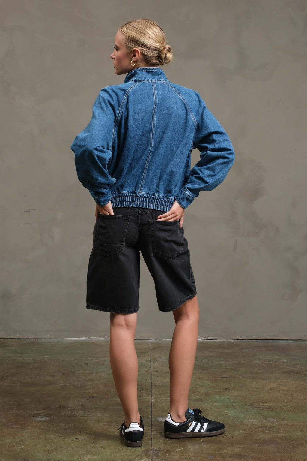 RAISONNEL Washed Denim Bomber Jacket