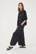 LANHTROPY Culotte Linen Pants - Black