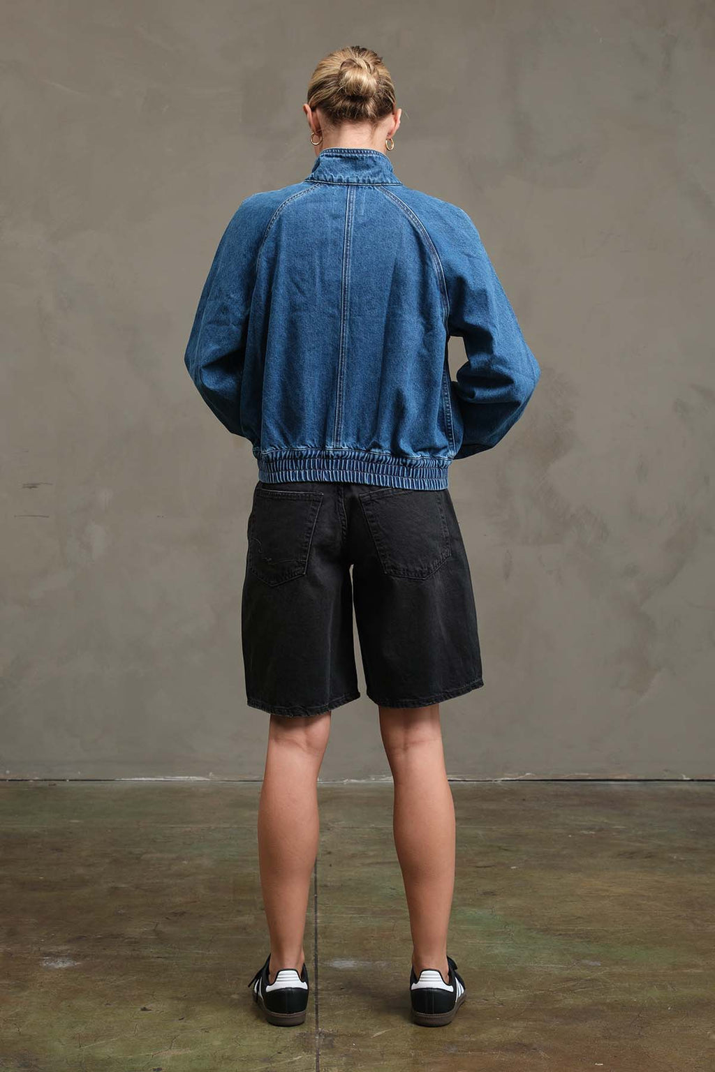 RAISONNEL Washed Denim Bomber Jacket