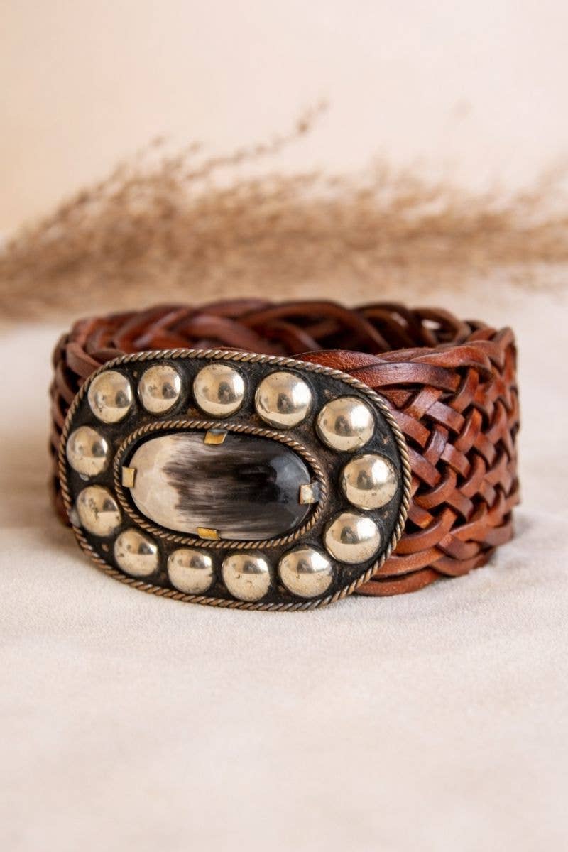 Lula Natura WIDE EXTENDED BROWN LEATHER BELT MARTE v