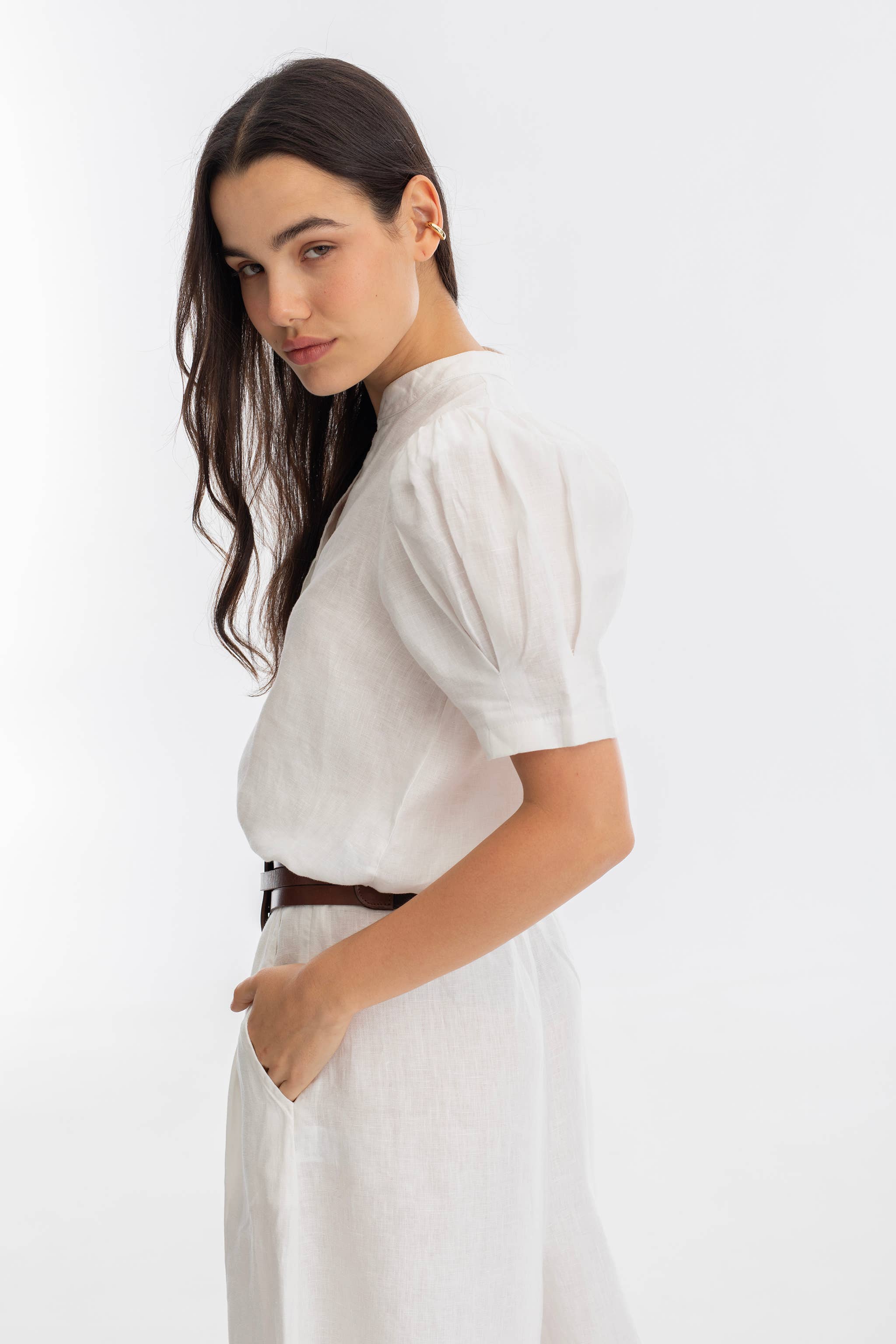 LANHTROPY Athina Linen Shirt - White