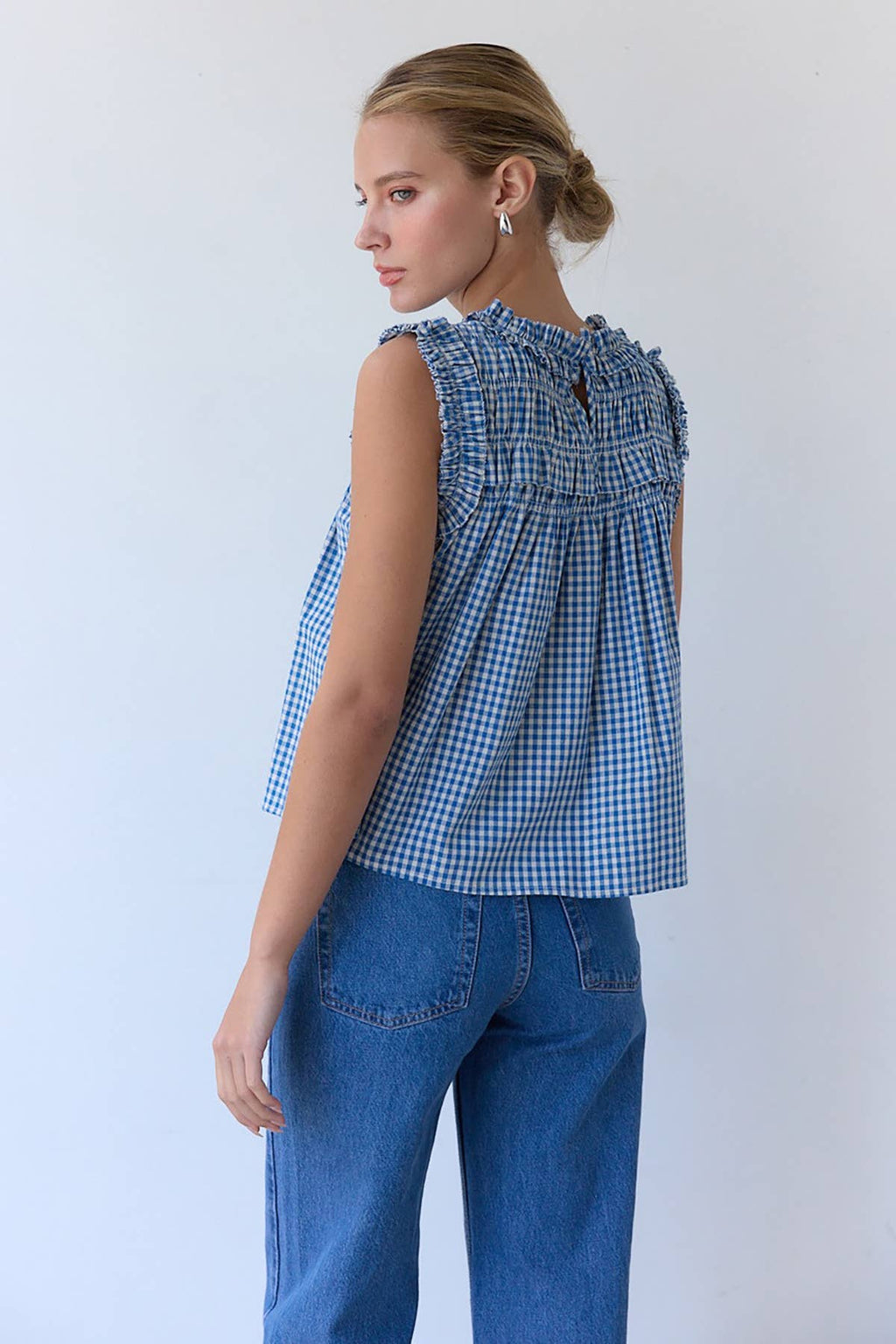 RAISONNEL GINGHAM RUFFLE BLOUSE