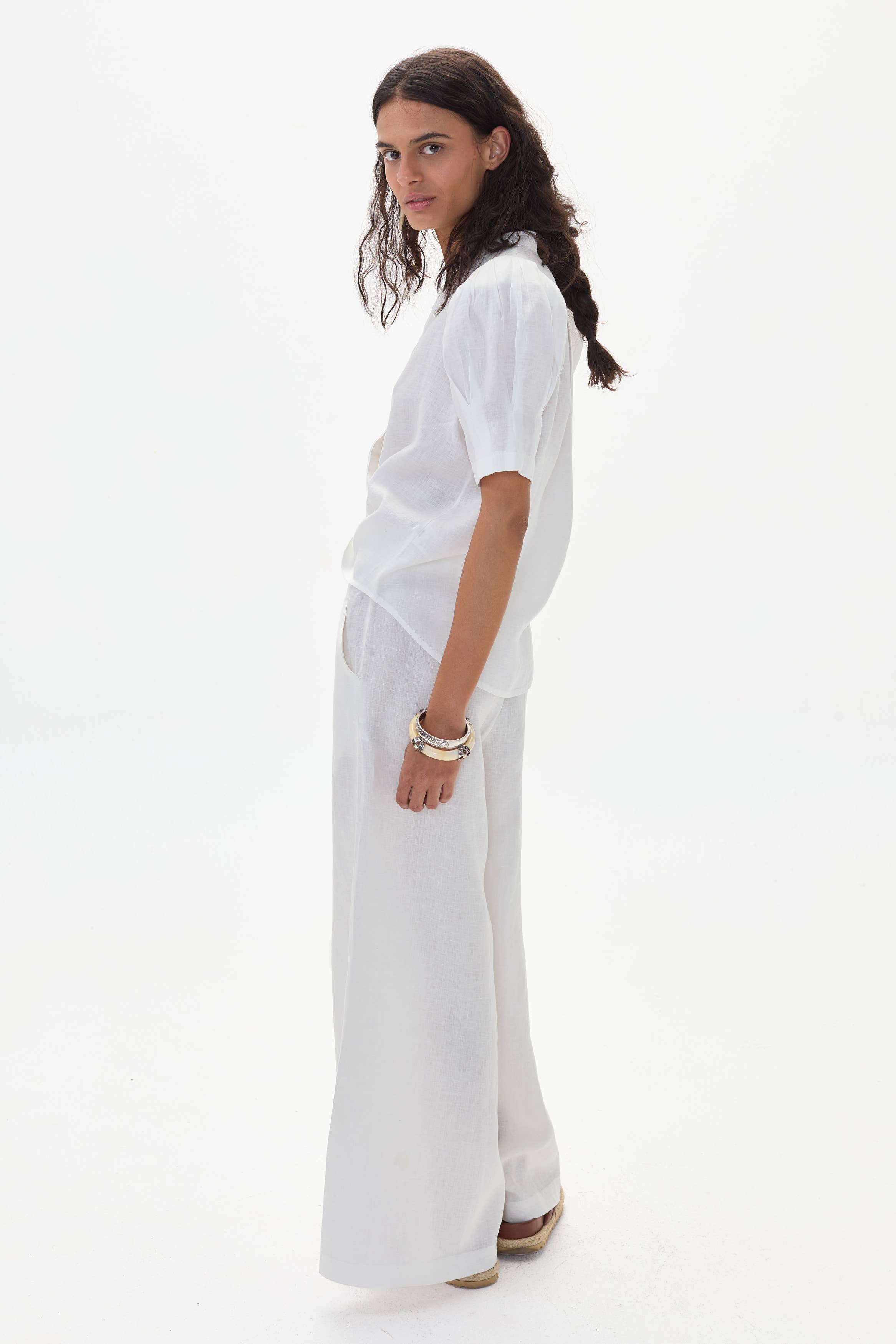 LANHTROPY Athina Linen Shirt - White