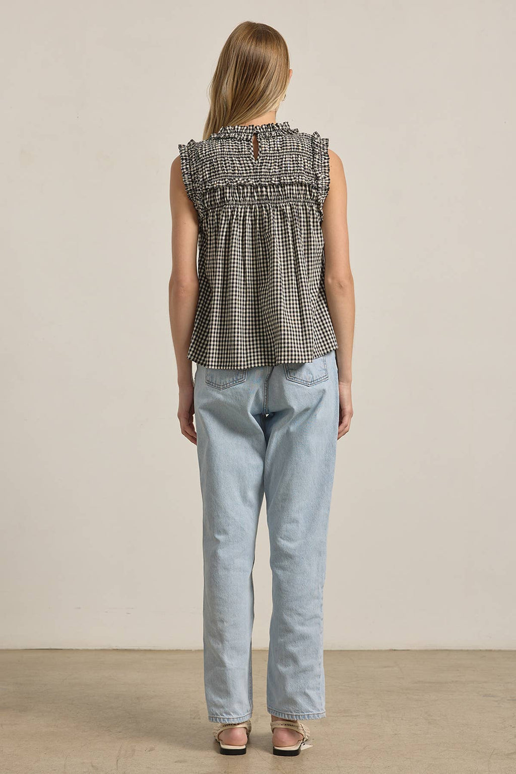 RAISONNEL GINGHAM RUFFLE BLOUSE