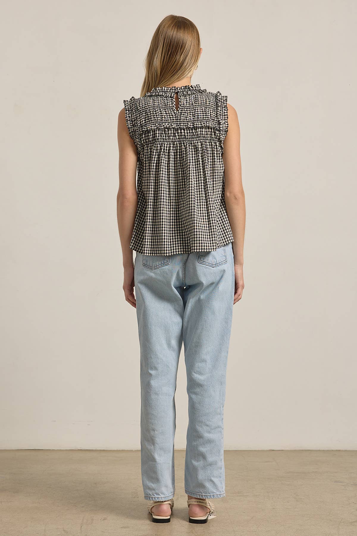 RAISONNEL GINGHAM RUFFLE BLOUSE