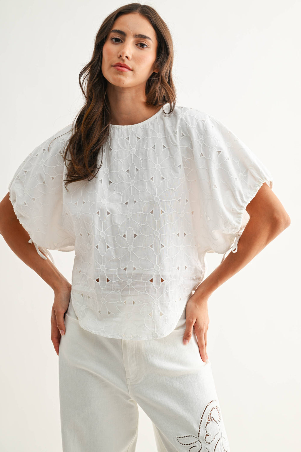 CAMELIIA Embroidered White Cotton Blouse