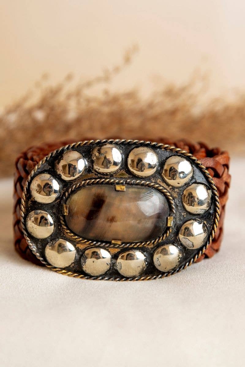 Lula Natura WIDE EXTENDED BROWN LEATHER BELT MARTE v