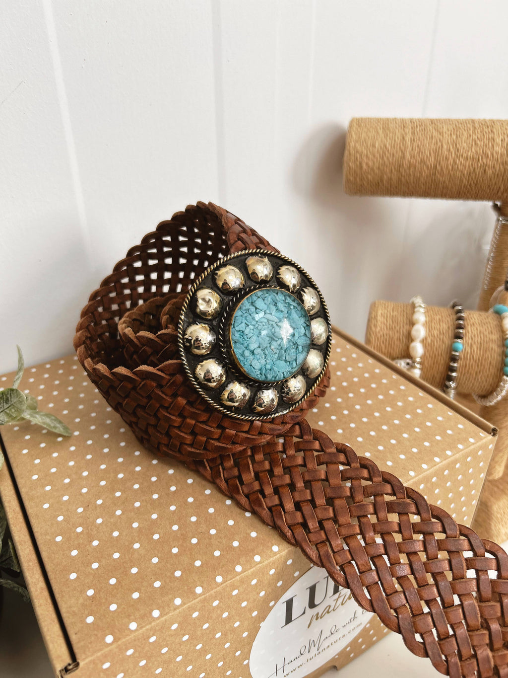 WIDE SATURN BROWN LEATHER BELT