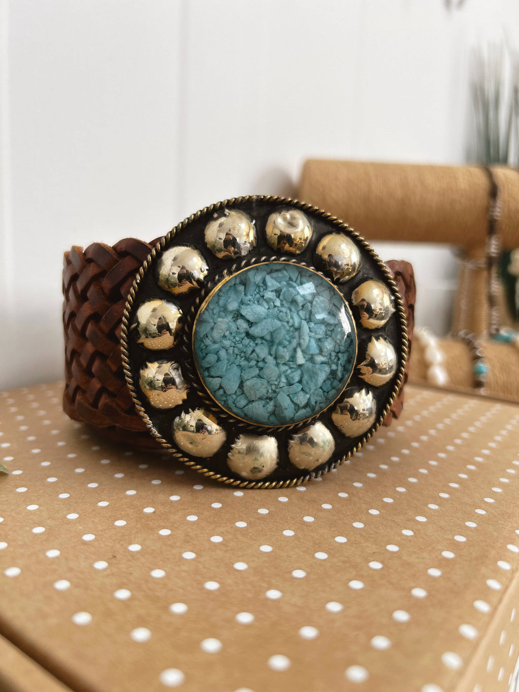 WIDE SATURN BROWN LEATHER BELT