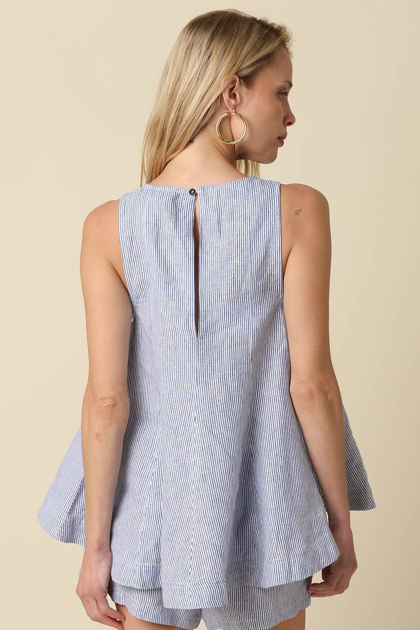 Kenzy Linen Sleeveless Peplum Top