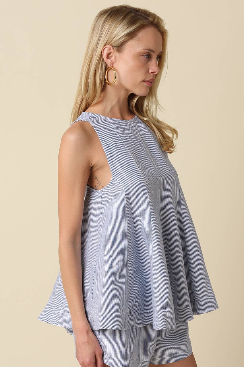Kenzy Linen Sleeveless Peplum Top