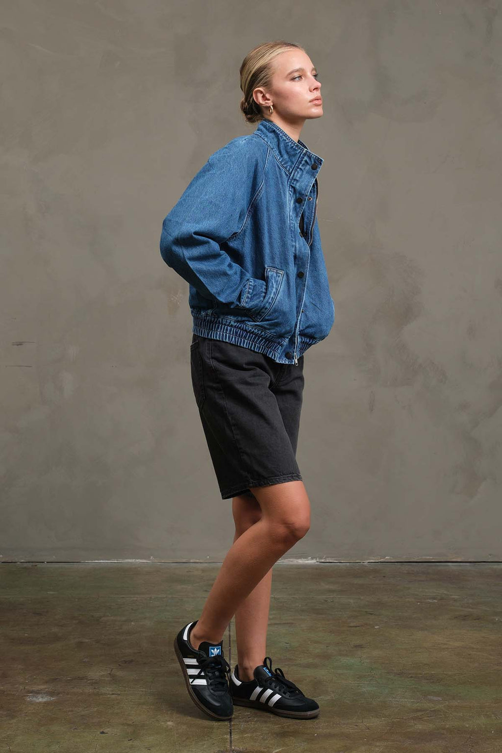 RAISONNEL Washed Denim Bomber Jacket