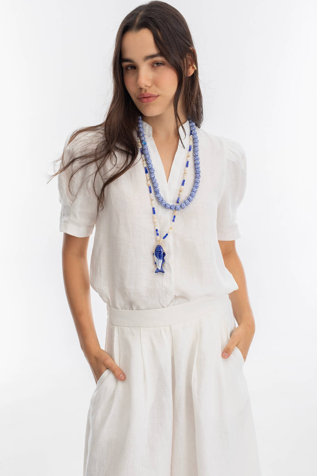 LANHTROPY Athina Linen Shirt - White